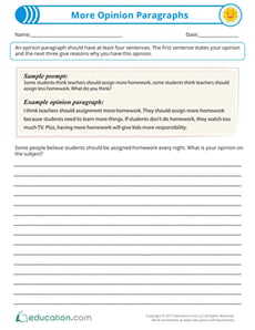 More Opinion Paragraphs