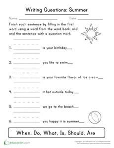 Writing Questions: Summer