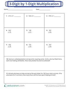 3-Digit by 1-Digit Multiplication