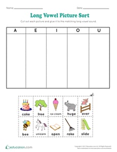 Long Vowel Picture Sort