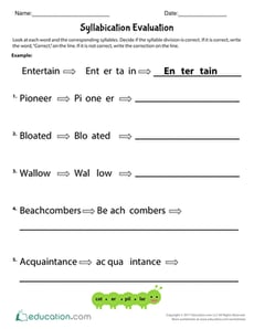 Syllabication Evaluation
