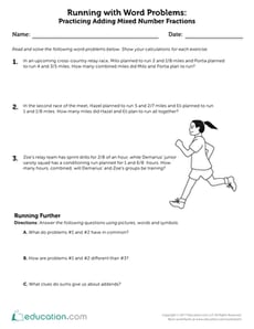 Running with Word Problems: Practicing Adding Mixed Number Fractions
