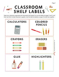 Classroom Shelf Labels
