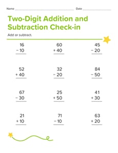 Two-Digit Addition and Subtraction Check-in