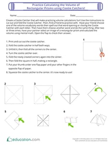 Calculate the Volume of Rectangular Prisms using Cootie Catchers