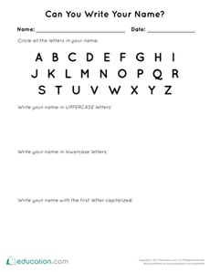 Can You Write Your Name Assessment