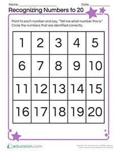 Recognizing Numbers to 20