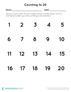 Counting to 20 Assessment