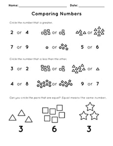Comparing Numbers Assessment