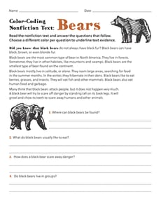 Color Coding Nonfiction Text: Bears