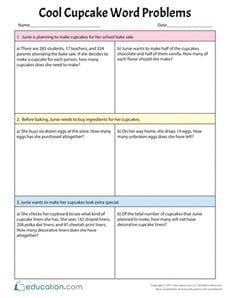 Cool Cupcake Word Problems