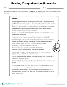 Reading Comprehension:  Pinocchio