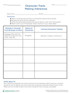 Character Traits: Making Inferences
