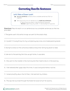 Correcting Run-On Sentences
