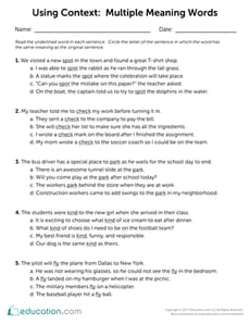 Using Context: Multiple Meaning Words