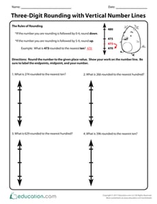Three-Digit Rounding with Vertical Number Lines