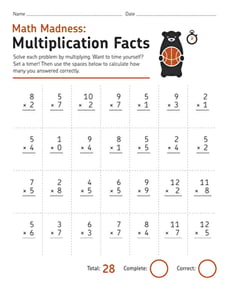 Math Madness: Multiplication Facts