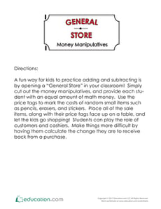 Money Manipulatives: General Store