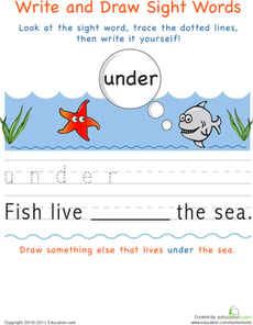Write and Draw Sight Words: Under