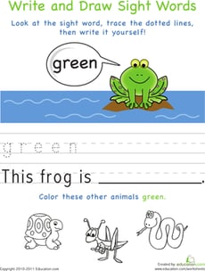 Write and Draw Sight Words: Green