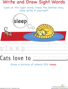 Write and Draw Sight Words: Sleep
