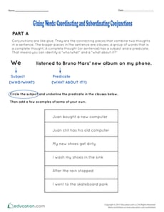 Gluing Words: Coordinating and Subordinating Conjunctions