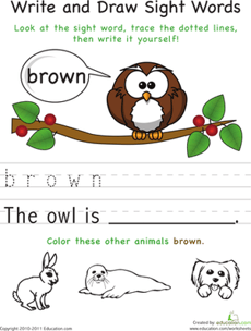 Write and Draw Sight Words: Brown
