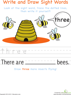 Write and Draw Sight Words: Three