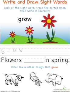 Write and Draw Sight Words: Grow
