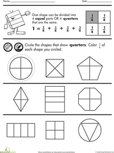 Shape Fractions: Quarters