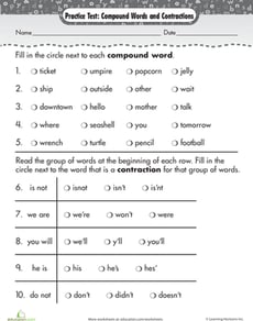 Practice Test: Compound Words and Contractions