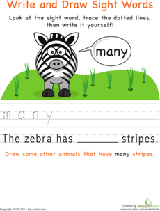 Write and Draw Sight Words: Many
