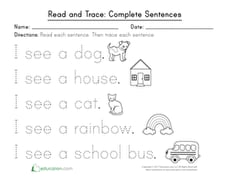 Read and Trace: Complete Sentences