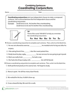 Combining Sentences: Coordinating Conjunctions