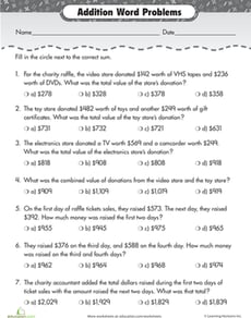 Raffle Time: Addition Word Problems