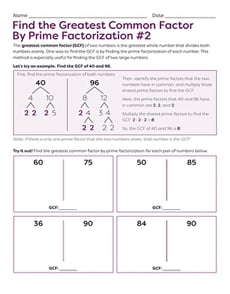 Find the Greatest Common Factor By Prime Factorization #2