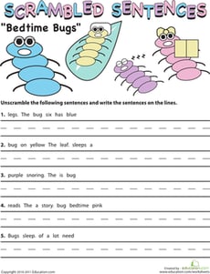 Scrambled Sentences: Bedtime Bugs