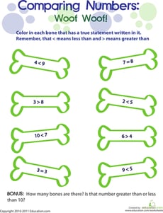 Comparing Numbers: Dog Bones