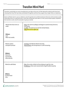 Transition Word Hunt