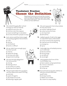 Vocabulary Practice: Choose the Definition