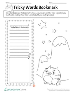 Tricky Words Bookmark