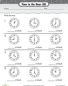 On the Hour: Write the Time #1