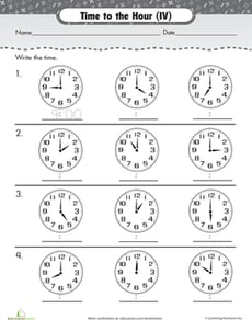 On the Hour: Write the Time #2