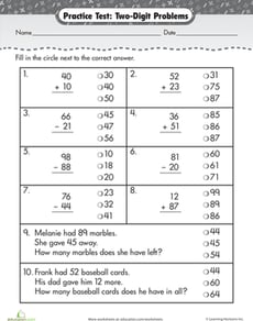 Practice Test: Two-Digit Addition & Subtraction