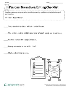 Personal Narratives: Editing Checklist