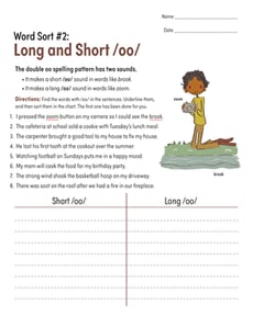 Word Sort #2: Long and Short /oo/