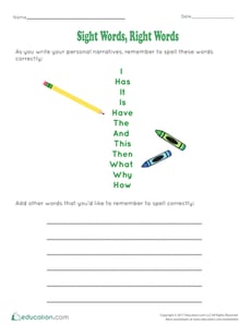 Sight Words, Right Words