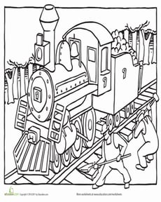 Train Coloring Page: Steam Engine
