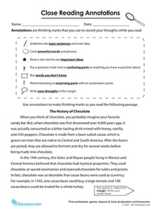Close Reading Annotations
