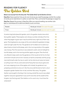 Reading for Fluency: The Golden Bird